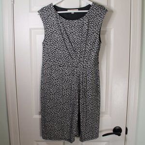 Anne Taylor LOFT Black and White Floral Sleeveless Dress